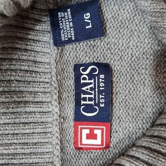 𝅺CHAPS grandpa sweater men's size large gray EUC - Picture 4 of 6